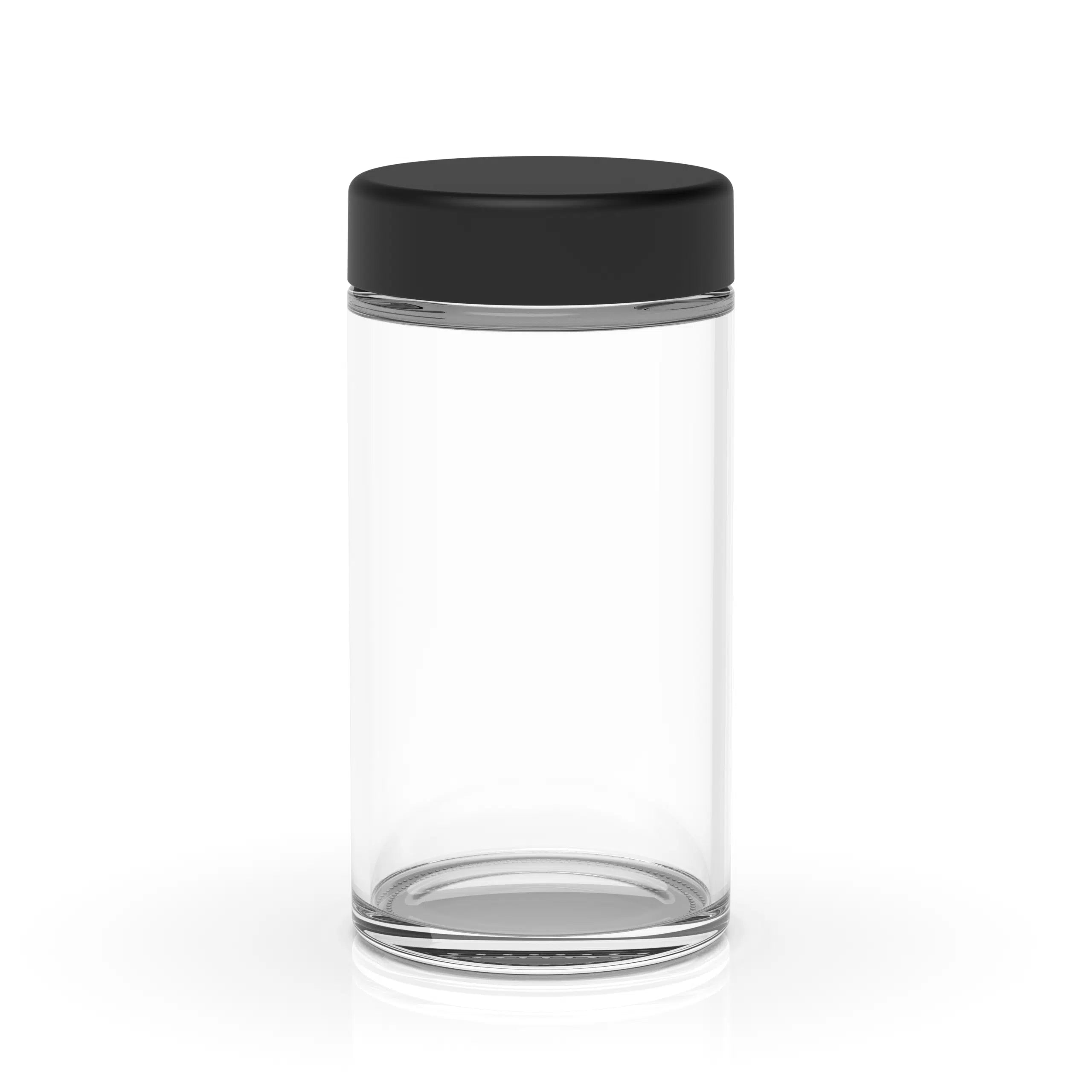 (80 Pack) 6oz Clear Glass Jar with Black Child-Resistant Lid