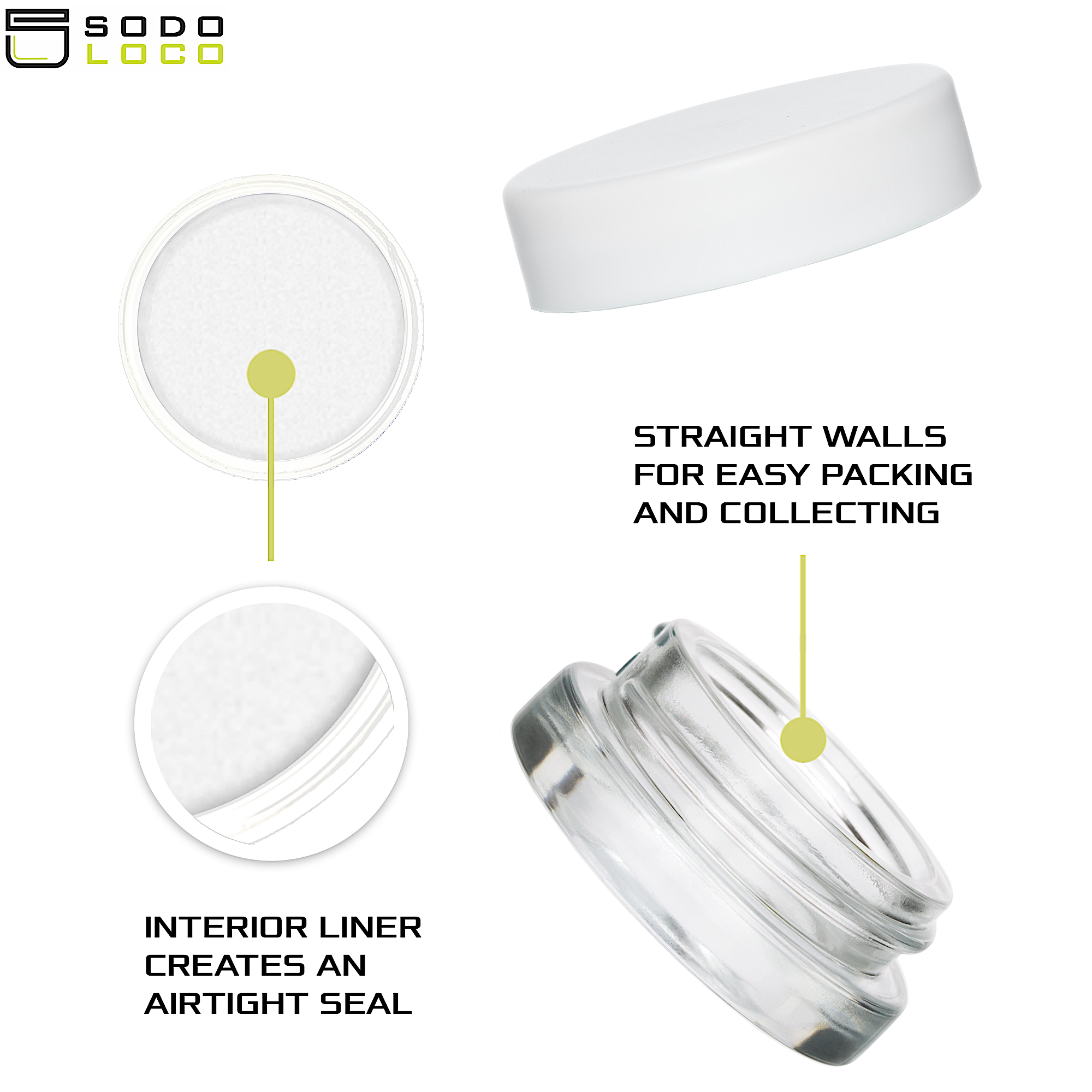 (90 Pack) 7ml Low Profile Clear Glass Jars with White Lids