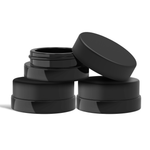 (90 Pack) 7ml Low Profile Black Glass Jars with Black Lids