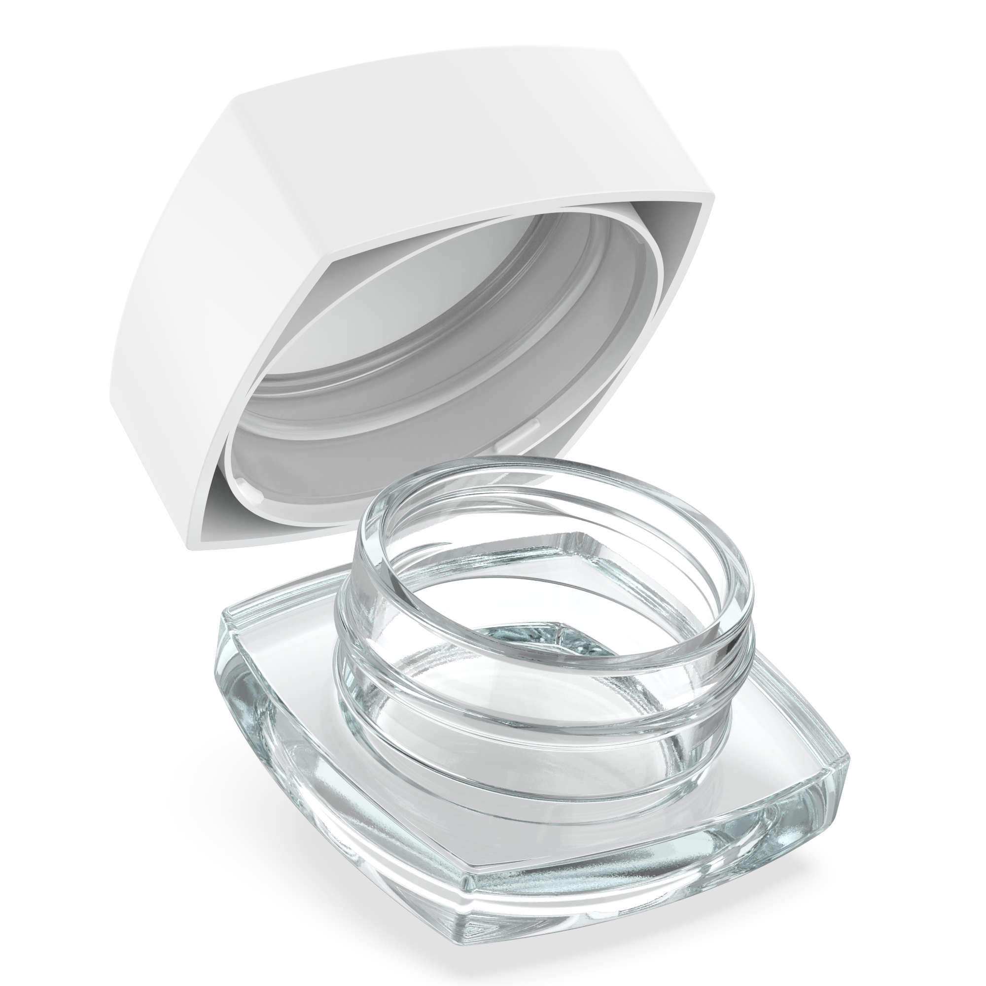 (240 Pack) 9ml Clear Glass Square Pillow Jars with White Child-Resistant Lids