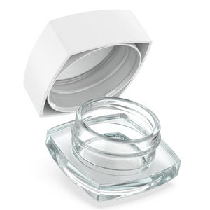 (240 Pack) 9ml Clear Glass Square Pillow Concentrate Container with White Child Resistant Lid