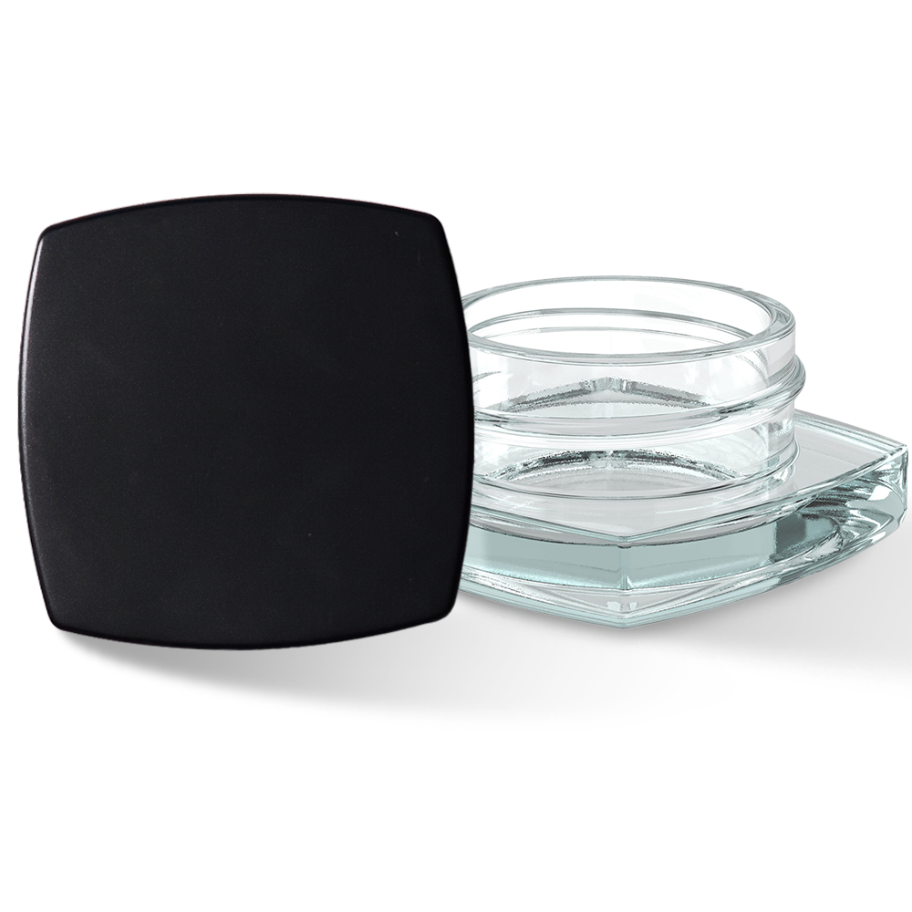 Custom Label for 9ml Clear Square Glass Container Child Resistant with Black Lid