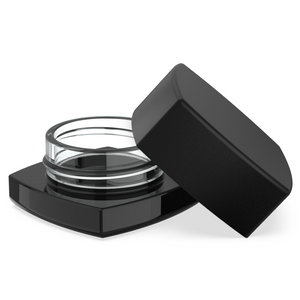 (240 Pack) 9ml Black Glass Square Pillow Concentrate Container with Black Child Resistant Lid