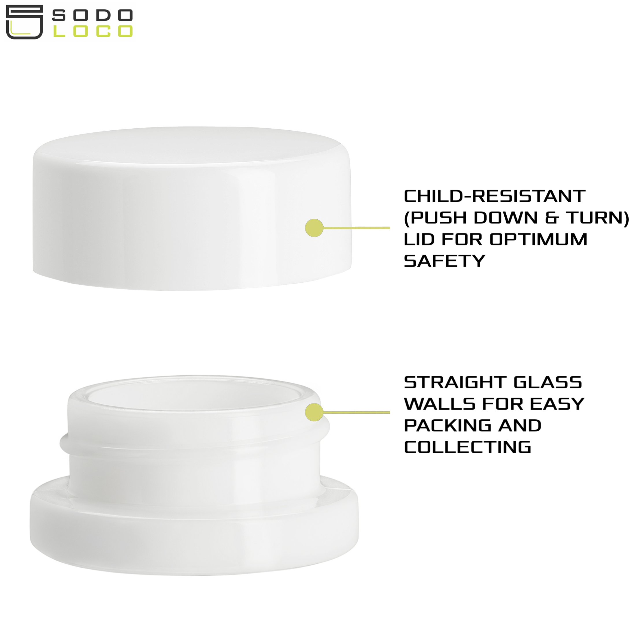 (200 Pack) 9ml White Glass Jars with Child-Resistant Lids