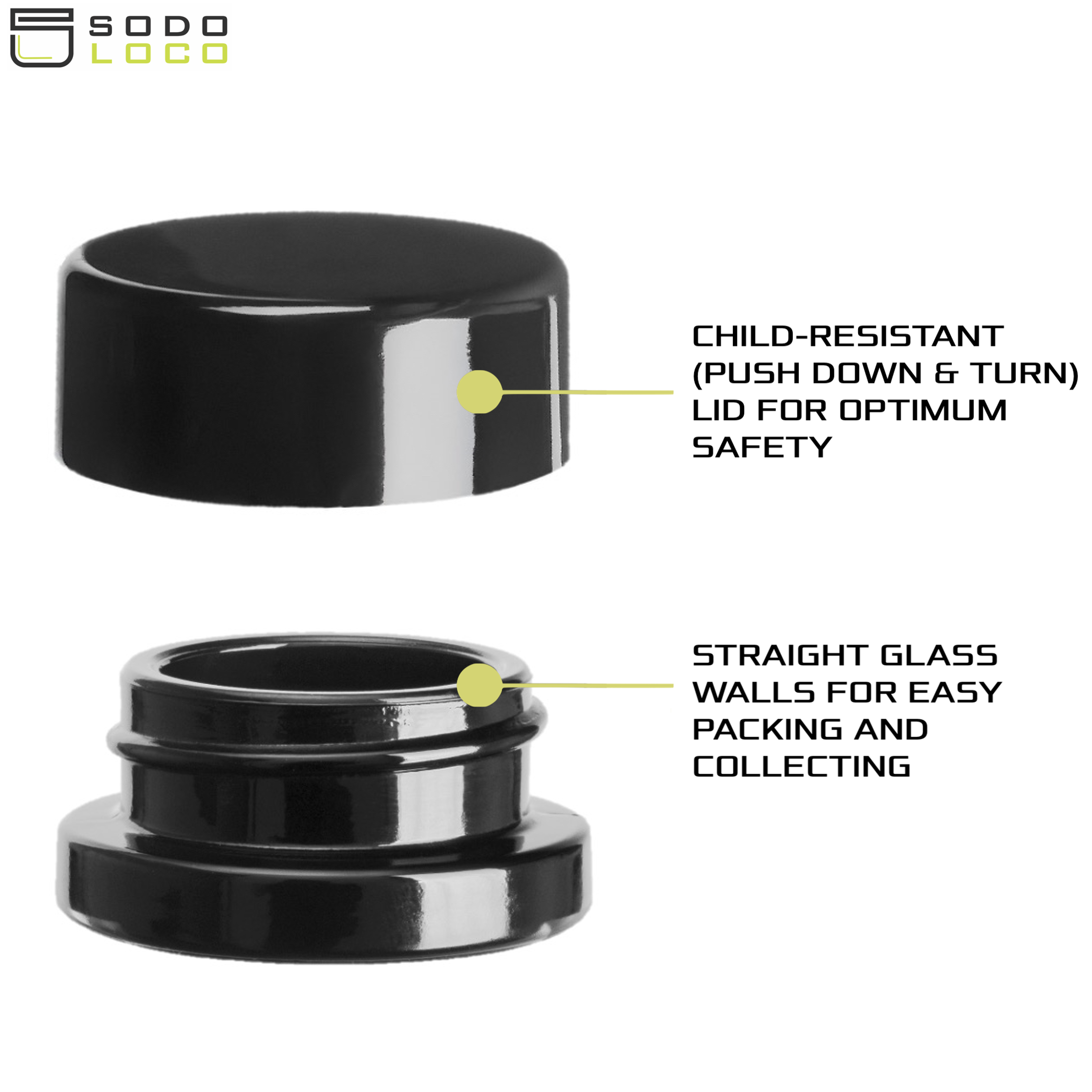 (200 Pack) 9ml Black Glass Jars with Child-Resistant Lids