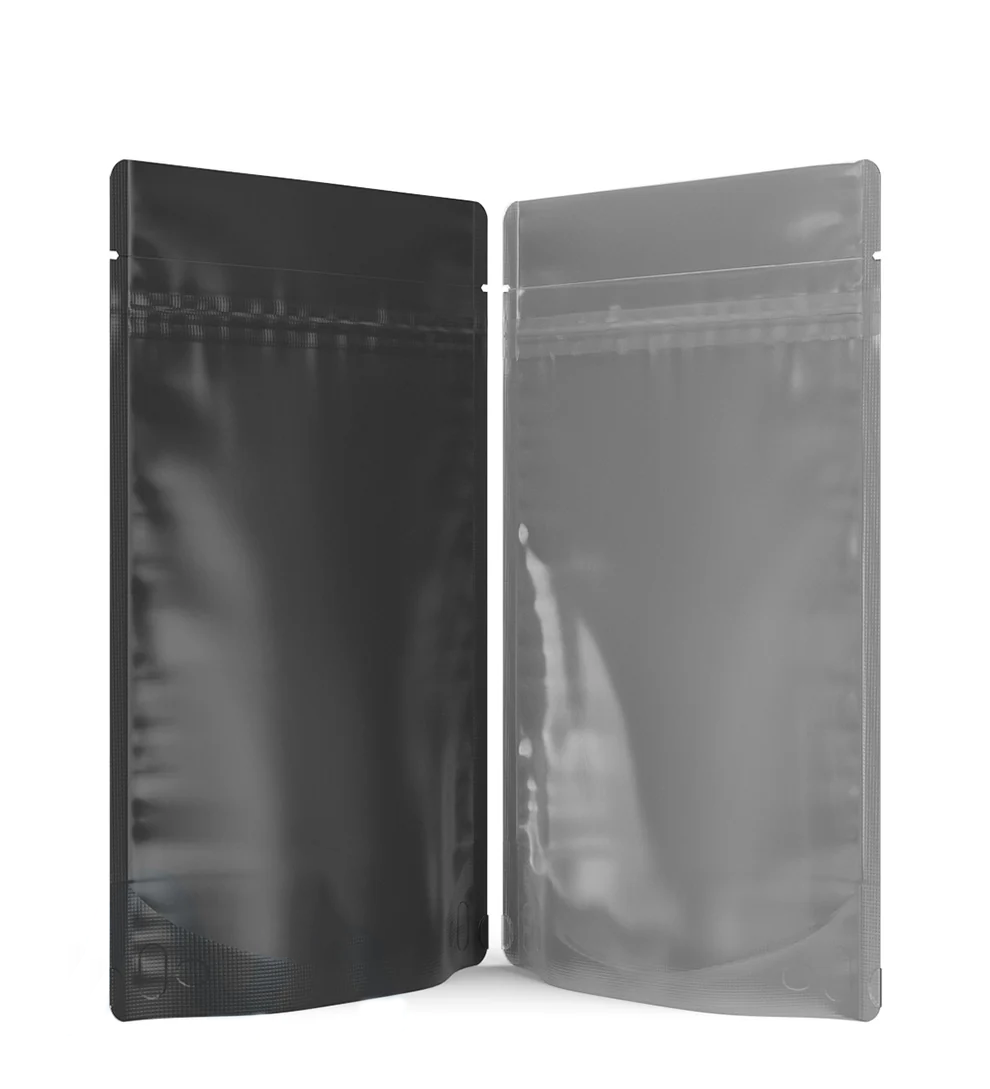 (1,000 Pack) 14g Matte Black Mylar Bags with Clear Front – Tear Notch, 5" x 8.1"