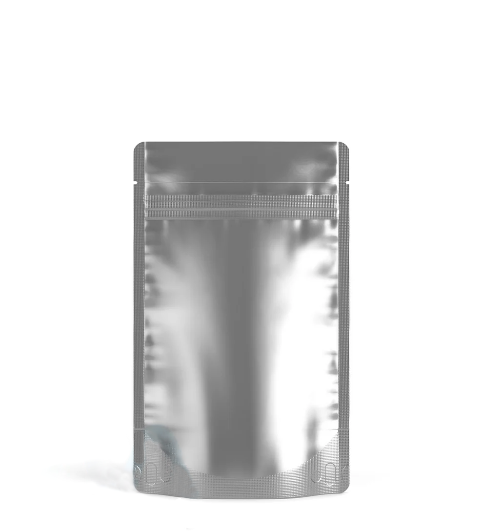 (1,000 Pack) 14g Matte Silver Mylar Bags with Clear Front – Tear Notch, 5" x 8.1"