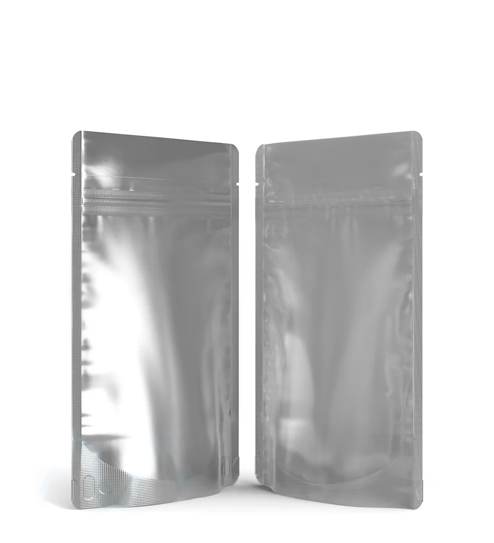 (1,000 Pack) 14g Matte Silver Mylar Bags with Clear Front – Tear Notch, 5" x 8.1"