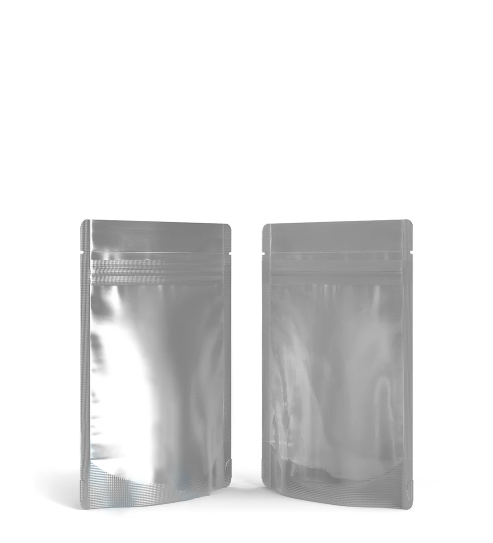 (1,000 Pack) 3.5g Matte Silver Mylar Bags with Clear Front – Tear Notch, 3.62" x 5"