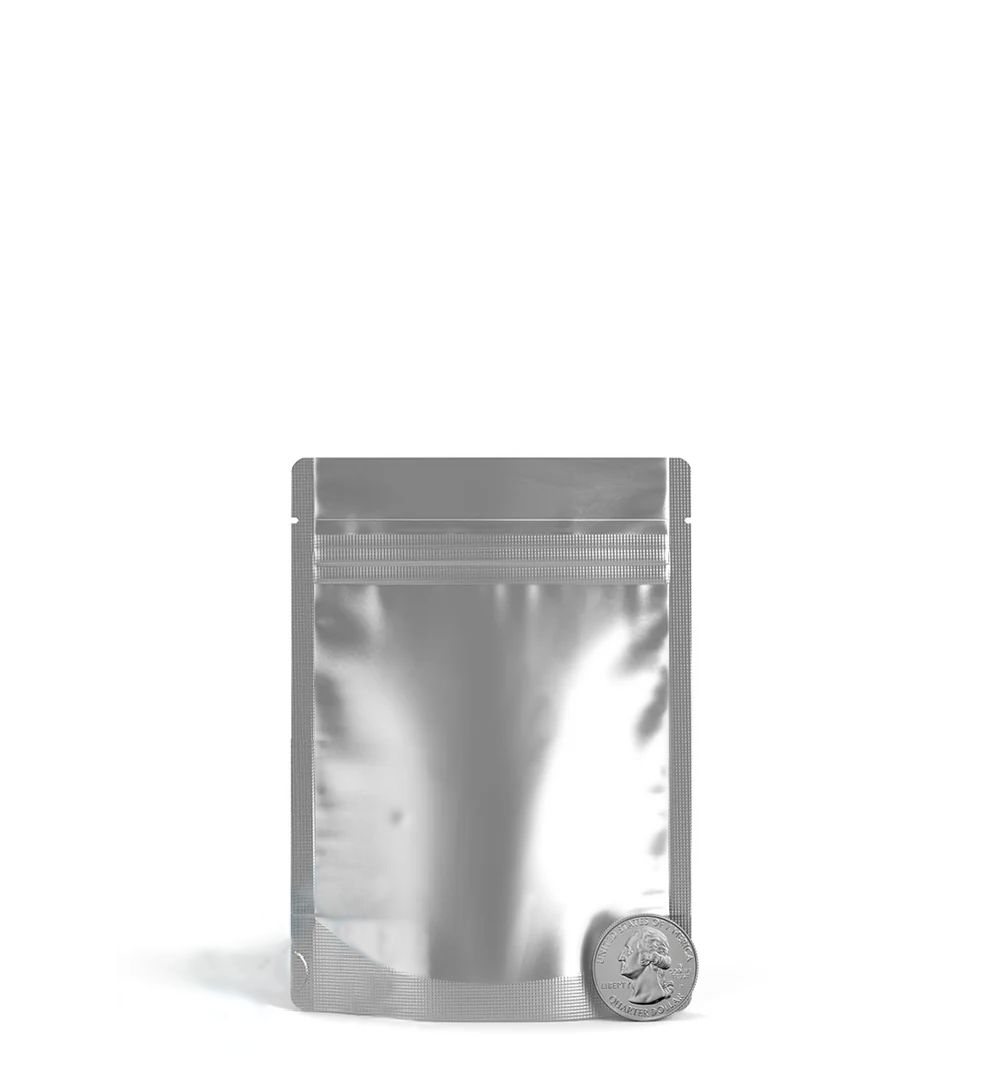 (1,000 Pack) 3.5g Matte Silver Mylar Bags with Clear Front – Tear Notch, 3.62" x 5"