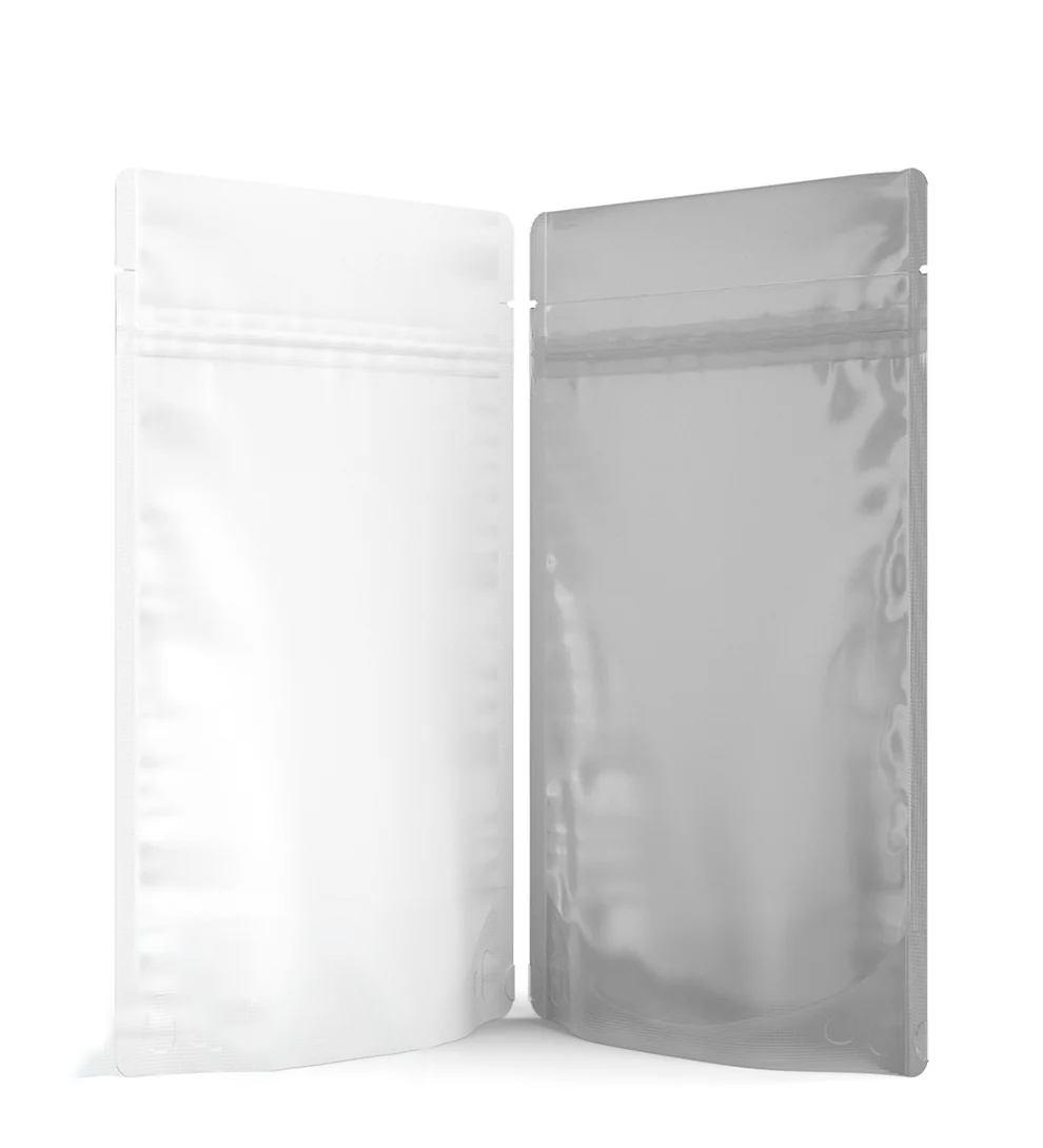(1,000 Pack) 14g Matte White Mylar Bags with Clear Front – Tear Notch, 5" x 8.1"
