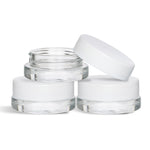 (90 Pack) 7ml Low Profile Clear Glass Jars with White Lids
