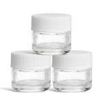 (200 Pack) 5ml Clear Glass Jars with White Lids