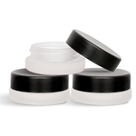 (450 Pack) 7ml Low Profile Frosted Glass Jars with Black Lids