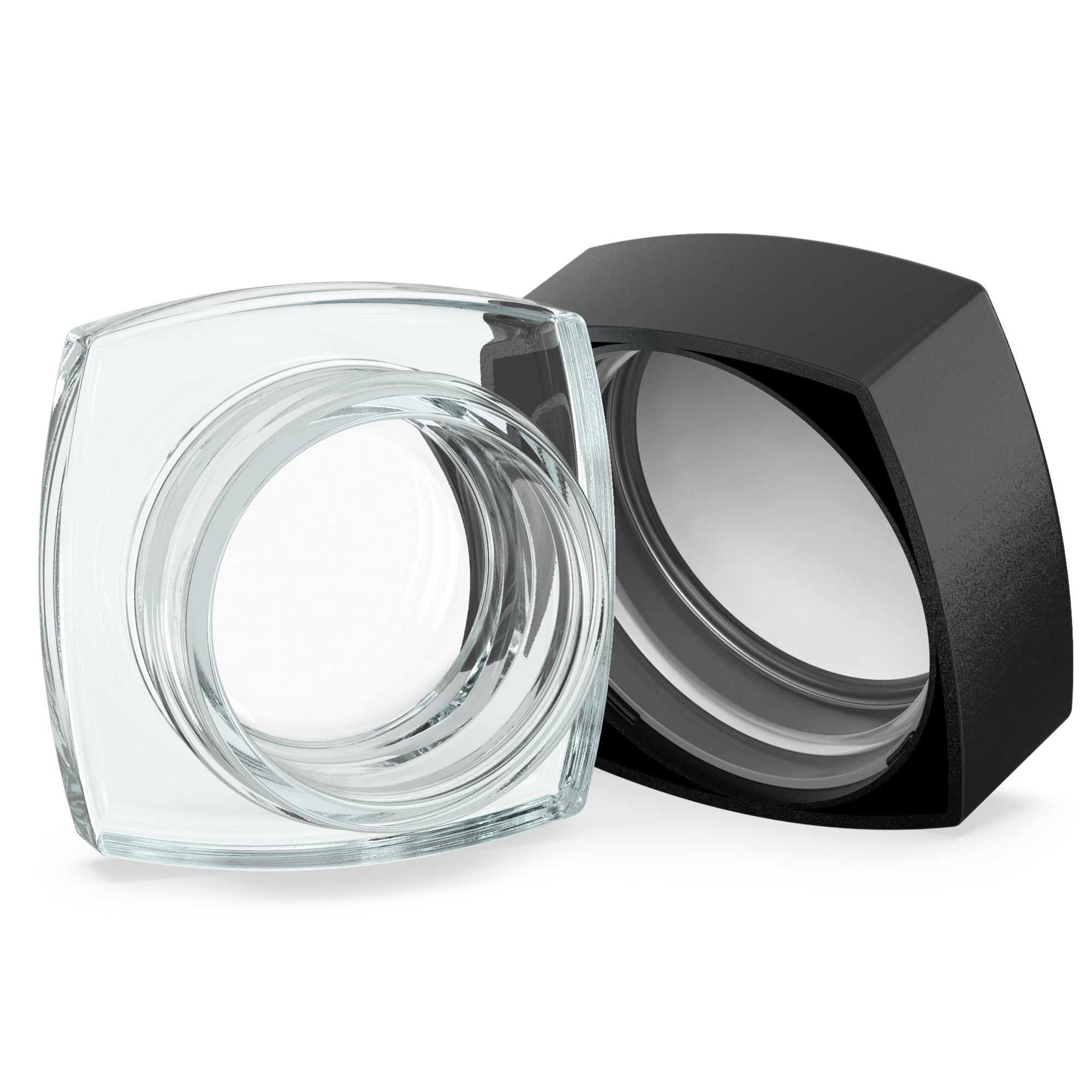(240 Pack) 9ml Clear Glass Square Pillow Jars with Black Child-Resistant Lids