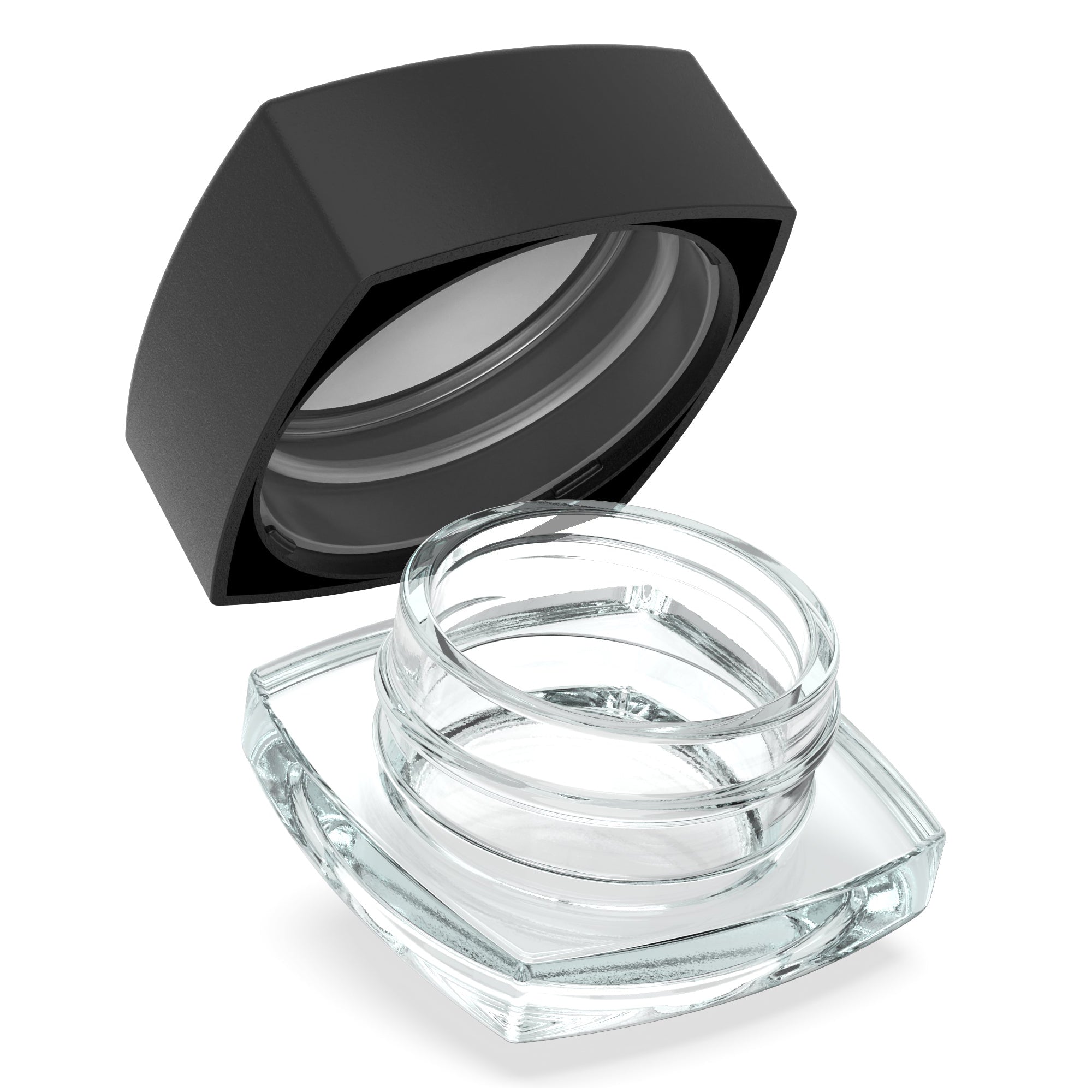 (240 Pack) 9ml Clear Glass Square Pillow Jars with Black Child-Resistant Lids