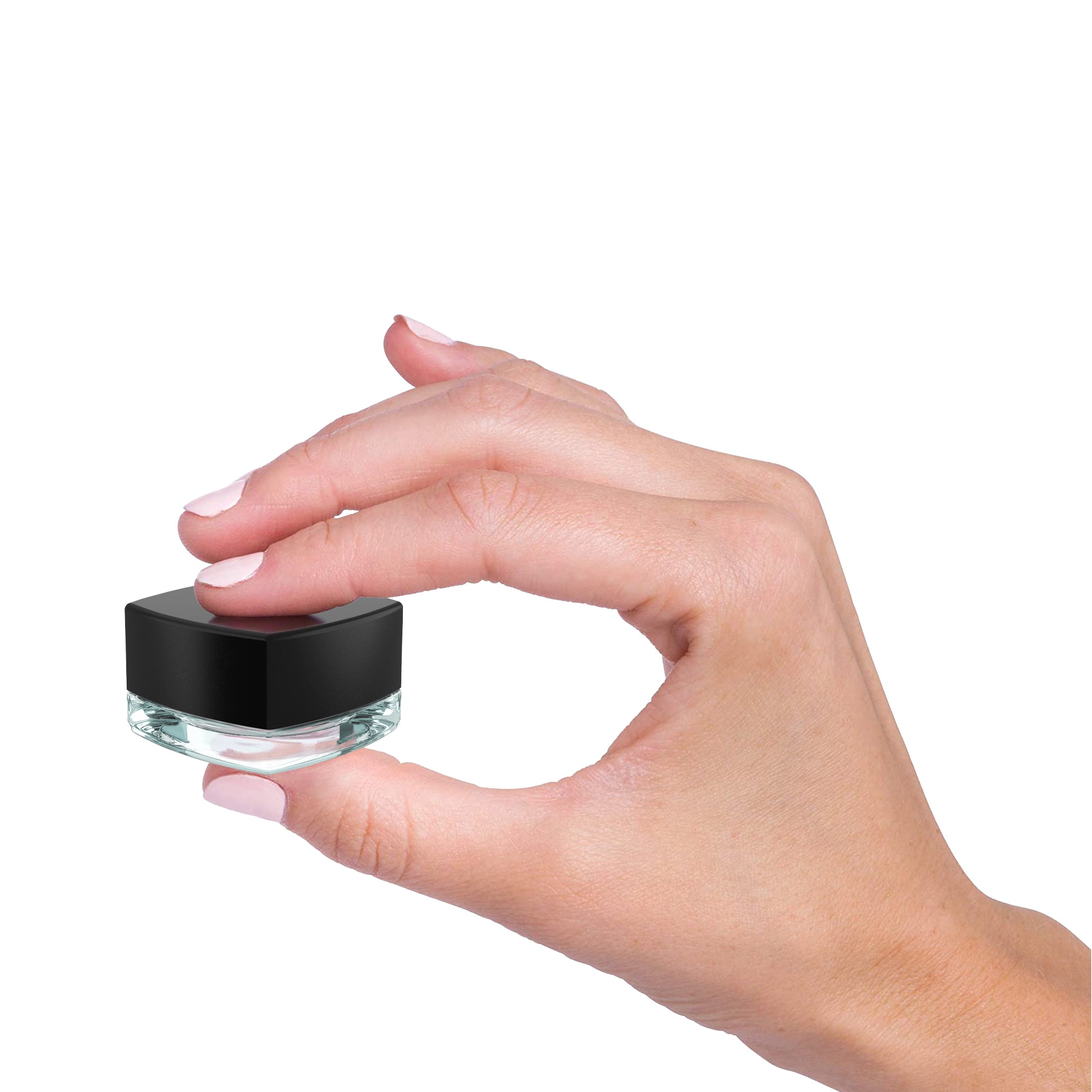 (240 Pack) 9ml Clear Glass Square Pillow Jars with Black Child-Resistant Lids